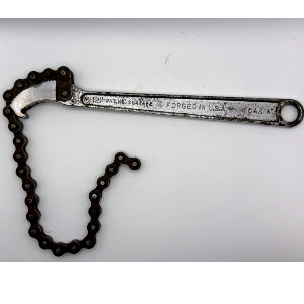 Craftsman 12 Inch Chain Wrench 55713 Forged USA Patent 2944452 4 Inch Capacity